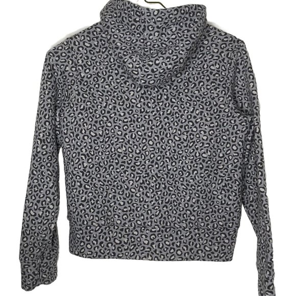 Old Navy Girls XL Long Sleeve Grey Cheetah Hooded Zippered Lined Sweatshirt - Picture 2 of 16